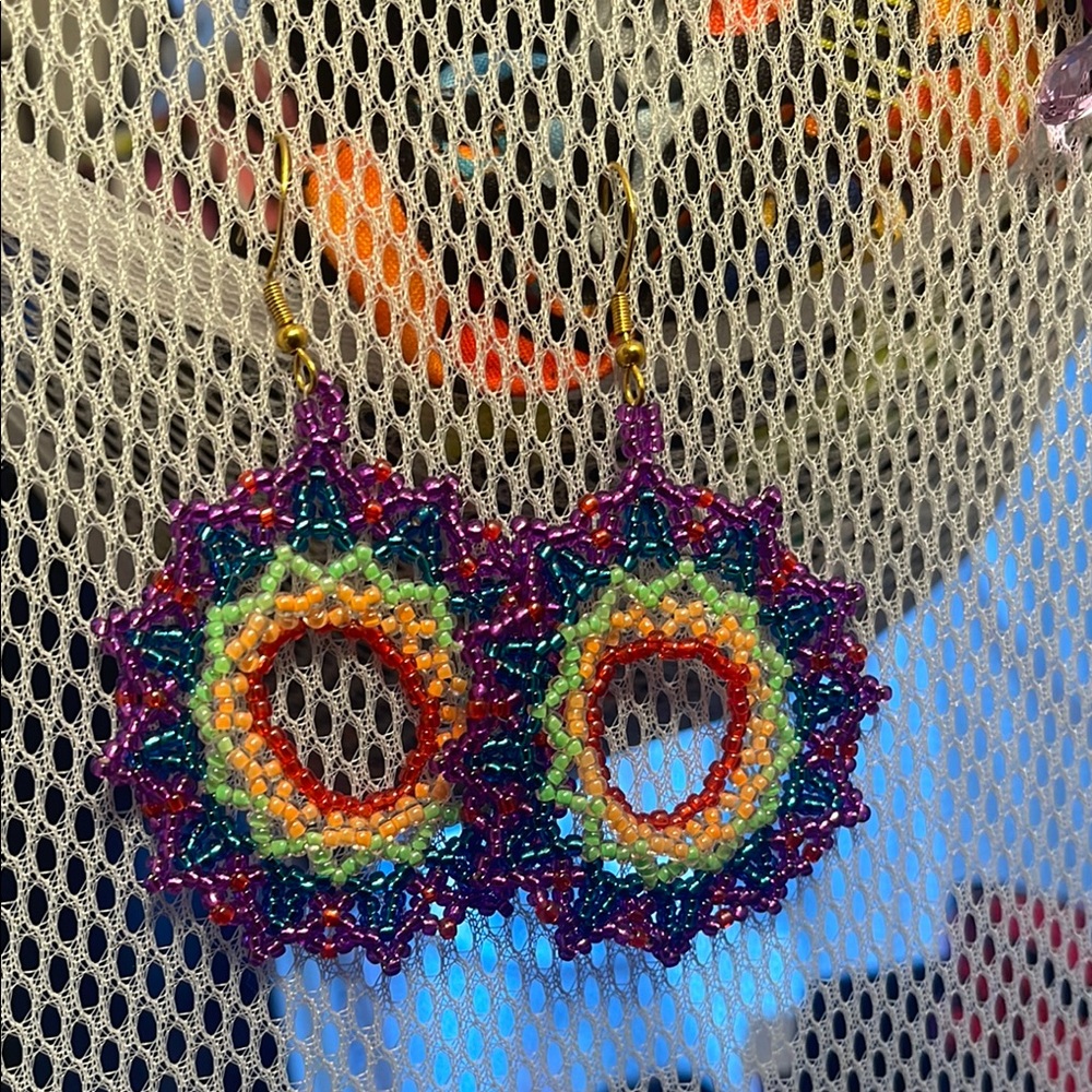 Colorful Beaded Hoop Earrings